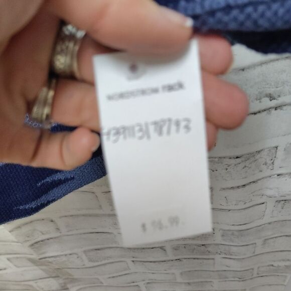 Chaps Navy and Blue Geometric Cardigan - Picture 2 of 4